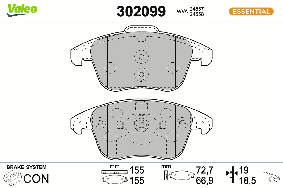 Jeu de 4 plaquettes de frein VALEO ref. 302099
